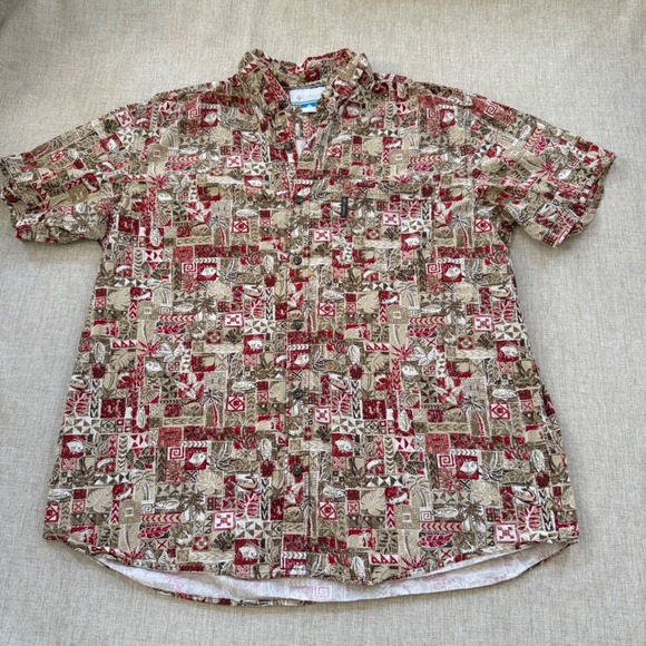 Columbia Other - Columbia Sportswear Button Down Shirt Mens XXL Aloha Hawaiian Fish Graphic